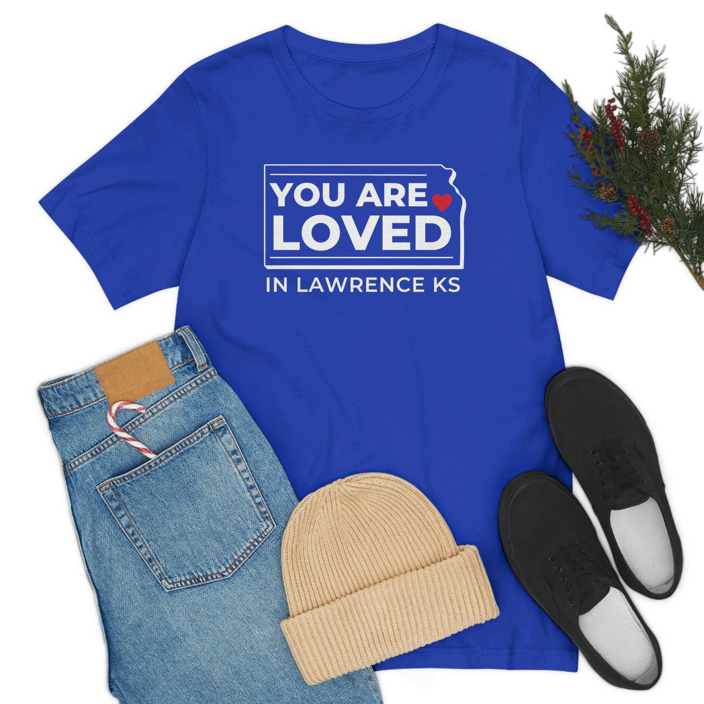 "YOU ARE LOVED ❤️ in Lawrence KS" T-Shirt [ROYAL BLUE]