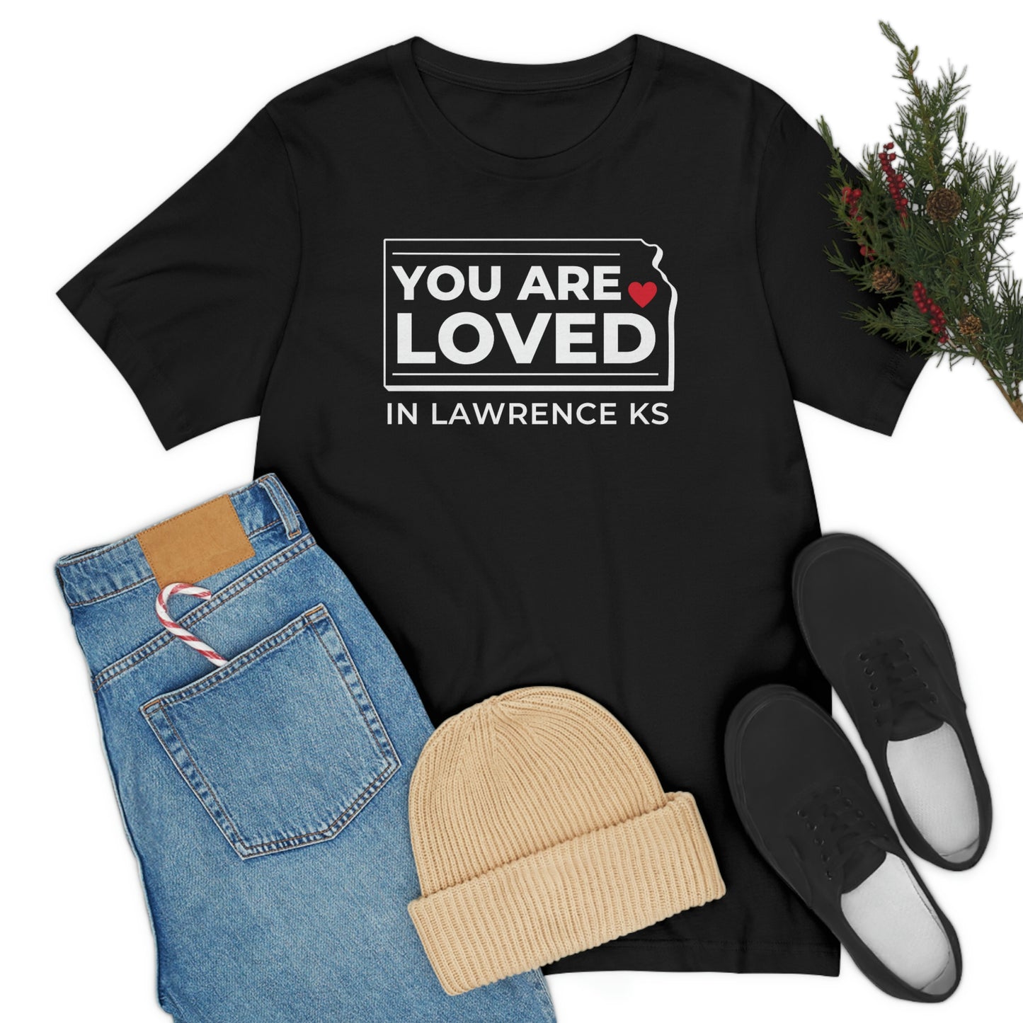 "YOU ARE LOVED ❤️ in Lawrence KS" T-Shirt [BLACK]